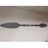 A VINTAGE SOUTH SEA ISLANDS PIERCED WOODEN PADDLE, LENGTH 183CM