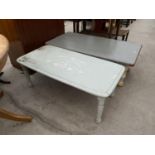 TWO PAINTED COFFEE TABLES - ONE WITH FRENCH MOTIF