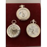 THREE MANUAL POCKET WATCHES IN WORKING ORDER