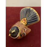 A ROYAL CROWN DERBY FANTAIL BIRD WITH STOPPER