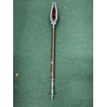 A HEAVY METAL FEATHERWATE SHOOTING STICK WITH LEATHER SEAT