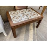 A VINTAGE TEAK TILE-TOP COFFEE TABLE