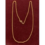 A 9 CARAT 19.5 INCH ROPE CHAIN 3.89G
