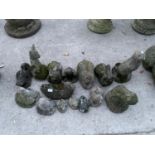 FIFTEEN VARIOUS CONCRETE GARDEN ORNAMENTS