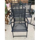 THREE METAL FRAMED GARDEN CHAIRS