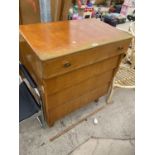 A RETRO TEAK CHEST OF FOUR DRAWERS