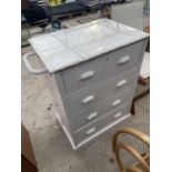 A PAINTED CHEST OF FOUR DRAWERS