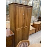 A MODERN PINE TWO DOOR WARDROBE, 36" WIDE, 74" HIGH