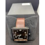 A BOXED BARCELONA 666 SQUARE FACED WRIST WATCH