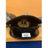 AN OFFICERS BULLION BADGED NAVAL PEAKED CAP