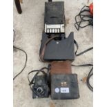 A VINTAGE ENSIGN CAMERA, CONIC CASSETTE PLAYER AND A SET OF HANIMEX 10 X 50 BINOCULARS IN CASE