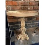 A CARVED ORIENTAL PEDESTAL/TABLE IN RESIN