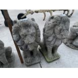 TWO CONCRETE GARDEN ORNAMENTS - TWO LIONS