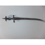 AN INDIAN TULWAR SHORT SWORD, 67CM CURVED BLADE