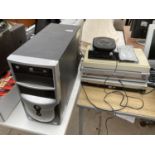 AN ASSORTMENT OF OFFICE EQUIPMENT TO INCLUDE A DESKTOP HARD DRIVE AND DVD PLAYERS ETC