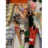 A COLLECTION OF ACTION FIGURES AND DOLLS TO INCLUDE ACTION MAN AND BARBIE ETC