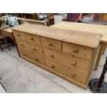 A MODERN PINE CHEST OF FOUR SHORT AND FOUR LONG DRAWERS, 72" WIDE