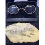 A VINTAGE CASED PAIR OF SPECTACLES CHARLEY DEAN OPTICIAN