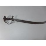 AN INDIAN TULWAR SHORT SWORD, 64CM CURVED BLADE