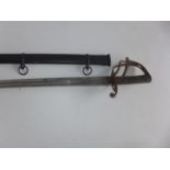 A VICTORIA 1853 PATTERN TROOPERS SWORD AND SCABBARD, 76CM CURVED BLADE