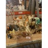 A QUANTITY OF VARIOUS ANIMAL ORNAMENTS TO INCLUDE RABBITS, TORTOISES, DOGS ETC