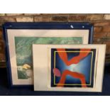 THREE LARGE FRAMED CONTEMPORARY PICTURES