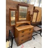 A VICTORIAN SATINWOOD DRESSING CHEST, 36" WIDE (EXCLUDING MIRRORS)