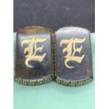 A BOXED PAIR OF TORTOISESHELL AND GOLD PLATED CUFFLINKS