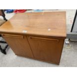 A MEREDEW RETRO TEAK CABINET WITH TWO DOORS