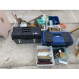 TWO TOOL BOXES AND VARIOUS TOOLS