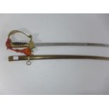 A FAR EASTERN WESTERN STYLE SWORD AND SCABBARD, 70CM CURVED BLADE