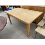 A MODERN BEECH KITCHEN TABLE, 55x32"