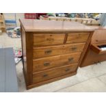 A MAHOGANY CHEST OF TWO SHORT AND THREE LONG DRAWERS