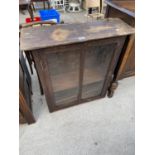 A VICTORIAN PINE GLASS FRONTED CABINET