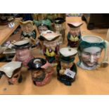 AN ASSORTMENT OF VARIOUS SMALL CHARACTER JUGS TO INCLUDE 'FALSTAFF' ETC