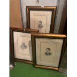 THREE LARGE FRAMED PRINTS OF VICTORIAN FIGURES TO INCLUDE 'THE EARL OF LOVELACE' ETC