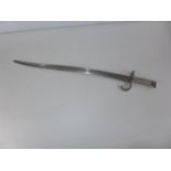 A FRENCH CHROMED CHASSEPOT BAYONET DATED 1871, 57CM BLADE