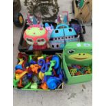 VARIOUS CHILDREN'S TOYS TO INCLUDE PLAY CASTLES, SHIP, BATH TOYS, NUMBERS ETC.