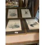 FOUR FRAMED NATURE PRINTS TO INCLUDE A BADGER ETC