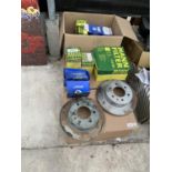 VARIOUS AUTO SPARES - BRAKE DISCS AND OIL FILTERS