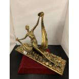 A GILDED SPELTER DANCING FIGURINE IN A CLASSIC STYLE FROM THE STARLIGHT COLLECTION
