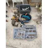 VARIOUS TOOLS - A DRILL BIT SET, CLAMPS, JACK ETC