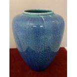 A PILKINGTONS LANCASTRIAN POTTERY BLUE MOTTLED AND STREAKY GLAZE VASE IMPRESSED 1906 SHAPE 2131A