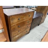 AN EARLY 20TH CENTURY OAK THREE DRAWER CHEST AND LATER FOUR DRAWER CHEST