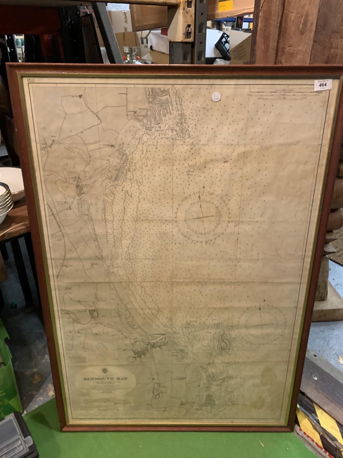 A LARGE FRAMED MAP OF ALNMOUTH BAY