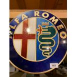 A METAL ALFA ROMEO MAN CAVE SIGN