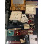 VARIOUS ITEMS OF BOXED COSTUME JEWELLERY, WATCHES, PENS, CUFFLINKS ETC