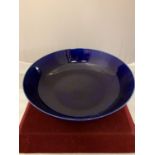 A PILKINGTONS LANCASTRIAN POTTERY DARK BLUE BOWL 1914 - 1923 SHAPE 2335 (A/F CRACK ACROSS BASE AND