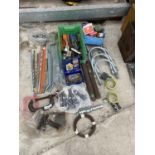 VARIOUS HARDWARE - A G CLAMP, DRILL BITS, U BOLTS, SCREWS ETC