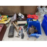 VINTAGE TOOLS - HAMMERS, PULLEY, PAINT BRUSHES ETC